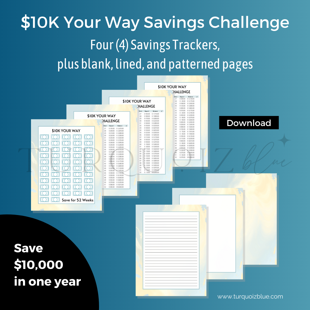 $10K Your Way – Calm (Yellow) – Printable Savings Challenge
