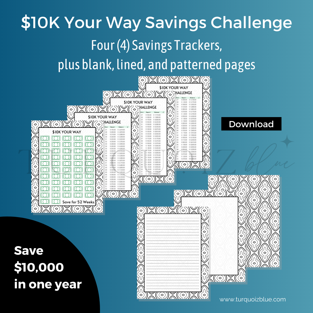 $10K Your Way – Contempo (Black) Printable Savings Challenge