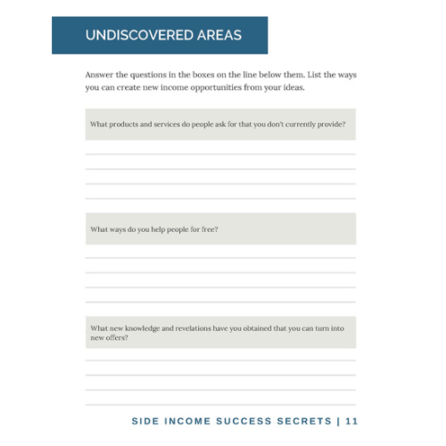 Side Income Success Secrets - Undiscovered Areas