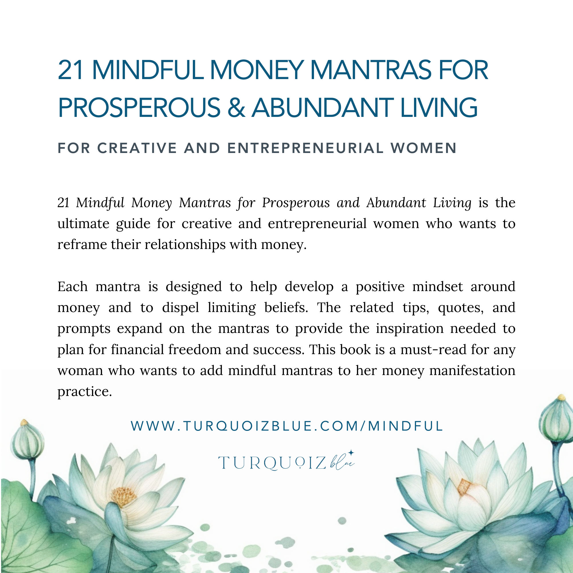 back image for 21 Mindful Money Mantras for Prosperous & Abundant Living by Rhonda Y Davis aka TurquoizBlue