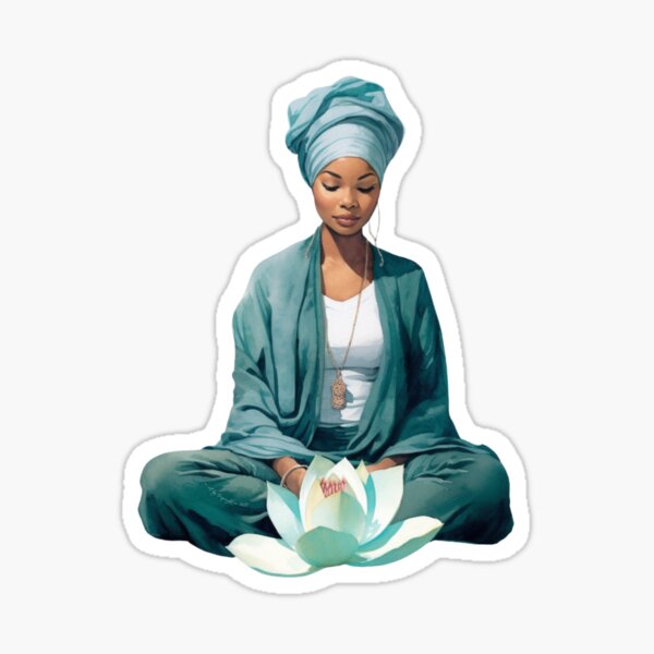 Mindful Meditation - Headwrap | Teal & White Sticker